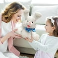 thumbnail image 1 of Conejito de Pascua musical de peluche, juguete interactivo que canta y saluda, suave, con orejas caídas, para niñas y niños, regalos de cumpleaños, muñeco de bebé, 1 of 5