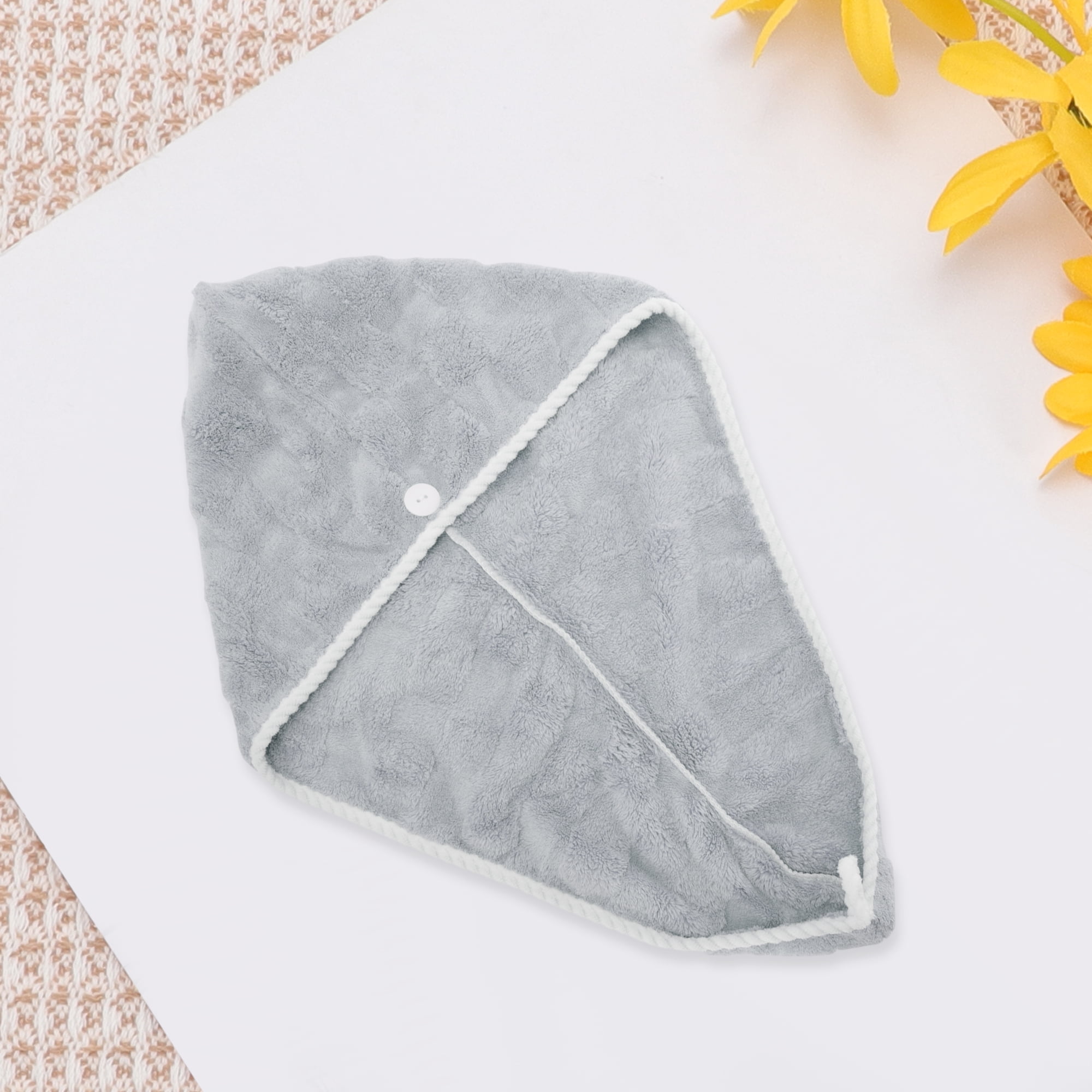 Unique Bargains 1pc Water-absorbent Quick Drying Hair Towel Wrap 26.38"x 10.24" Gray