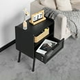 thumbnail image 5 of LELELINKY Rattan Nightstand with Drawers & Shelf, Bedside Table for Living Room, Bedroom, Classic Black, 5 of 8