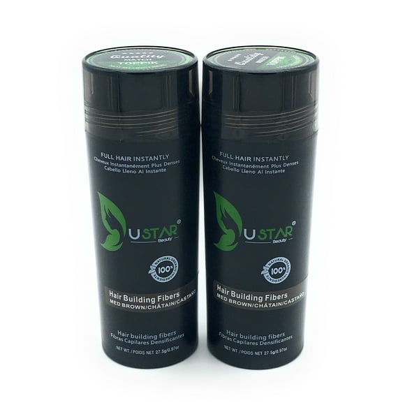 2 Pack - Ustar Hair Building Fibers Medium Brown .97oz