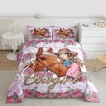 thumbnail image 2 of Castle Fairy Western Cowgirl Bedding Comforter Set 2pcs for Girls,Chic Floral Rose Horse Twin Comforter Sets Microfiber,Dreamy Princess Breathable Bedding Set,Super Cozy Room Decor,Reversible, 2 of 8
