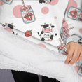 thumbnail image 3 of Oversized Wearable Blanket Hoodie,Pink Cow Strawberry Jar Pattern Sherpa Blanket Hoodie with Super Pockets,Super Warm Fuzzy Pullover for Women & Men, 3 of 6