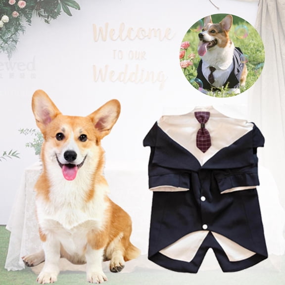 Dog Tuxedo Elegant Dog Wedding Party Suit Outfit Bow Tie Shirt Pet Costumes XL