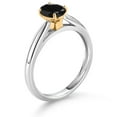 thumbnail image 3 of Gem Stone King 925 Sterling Silver and 10K Yellow Gold Black Sapphire Solitaire Engagement Ring for Women (1.10 Cttw, Oval 7X5MM, Gemstone September Birthstone, Available in Size 5, 6, 7, 8, 9), 3 of 4
