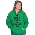 thumbnail image 4 of Keep Calm Shamrock On St Patrick's Zip Up Hoodie Men's Women's Brisco Brands 2X, 4 of 6