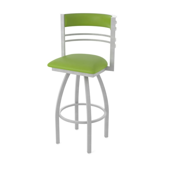 860 Hunter 30" Swivel Bar Stool with Anodized Nickel Finish and Canter Kiwi Green Seat and Back