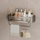 thumbnail image 4 of Organizador de baño con ventosas para la ducha Estante organizador para el baño Estante resistente para rincones con ganchos portátiles para el baño Dormitorio Sin taladrar Desmontable, 4 of 5