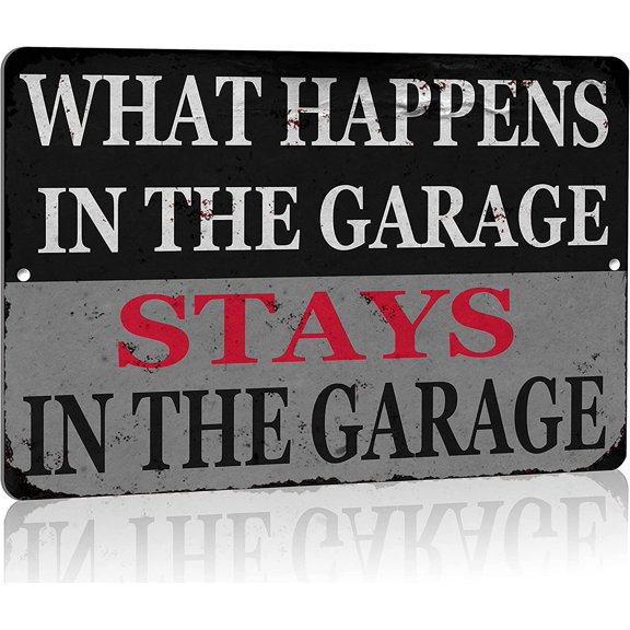 Funny Mechanic Metal Tin Sign Wall Decor Man Cave Bar What Happens in The Garage