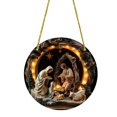 thumbnail image 7 of Nativity Scene Christmas Ornament Round Acrylic Holy Family Hanging Decorations for Xmas Home Door Wall Window Decor, 7 of 7