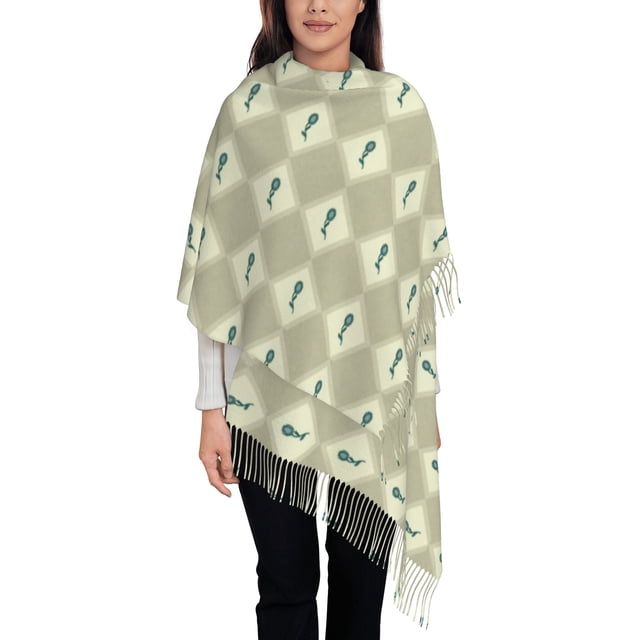 Foulard à Franges pour Femmes, Châle Long à Carreaux Floraux Jaunes, Léger et Chaud