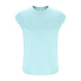 thumbnail image 5 of YUGYXL Women's Textured Short Sleeve Tees Cup Sleeve Tshirts Summer Lightweight Business Tops Holiday Shirts with Pocket Blue M, 5 of 7