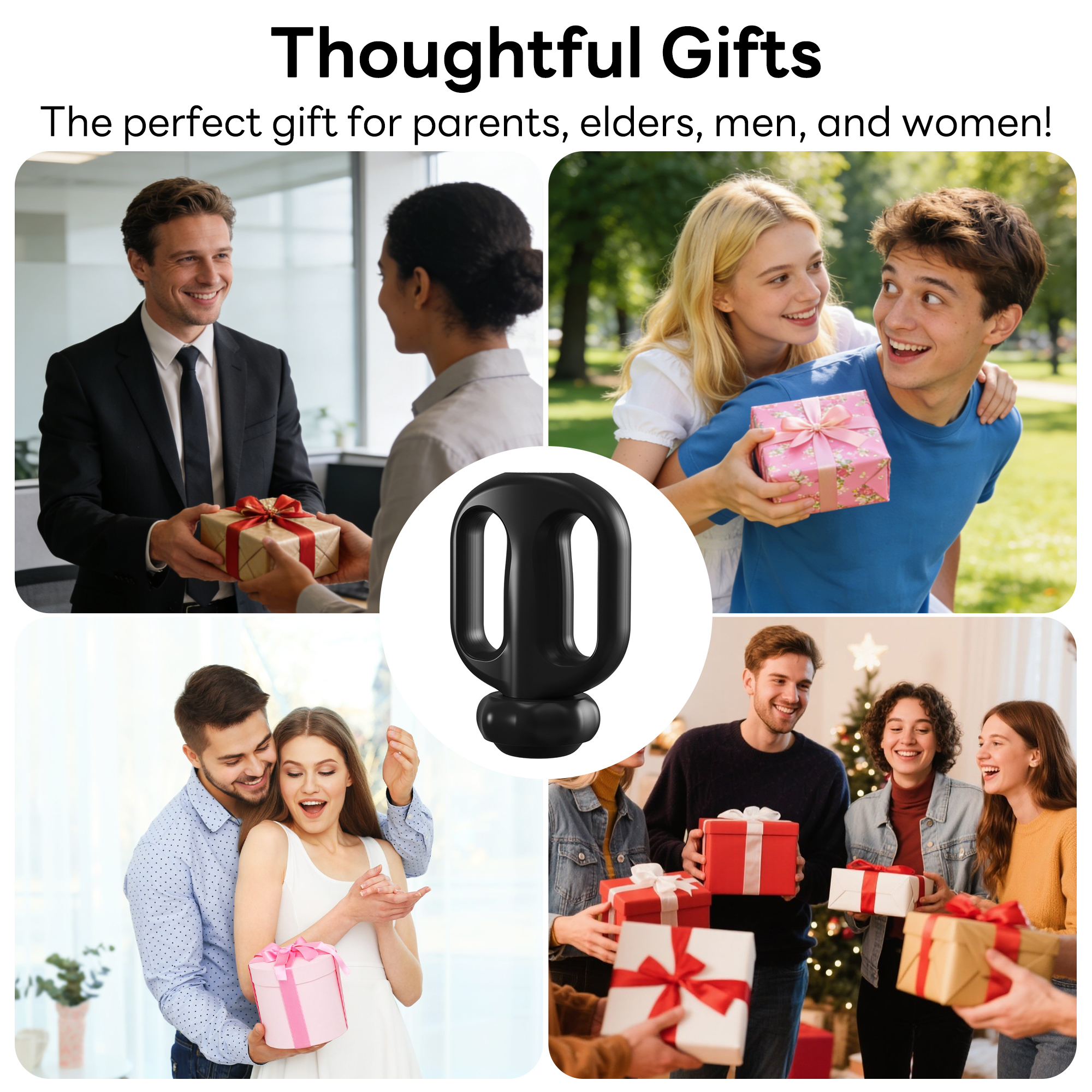 Pecham Massage Gun, Handheld Electric Massage Gun, Body Massager Muscle Massage Gun for Pain Relief Deep Tissue with 6 Massage Heads, Gift for Men & Women - Black