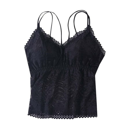 bnaln Crop Tops for Women Sale Clearance Women s Sexy Lace Push Up Bra Sheer Seamless Everyday Bras Spaghetti Straps Sleeveless Camisole Shirts Y2K Going Out Tops Vacation Outfits