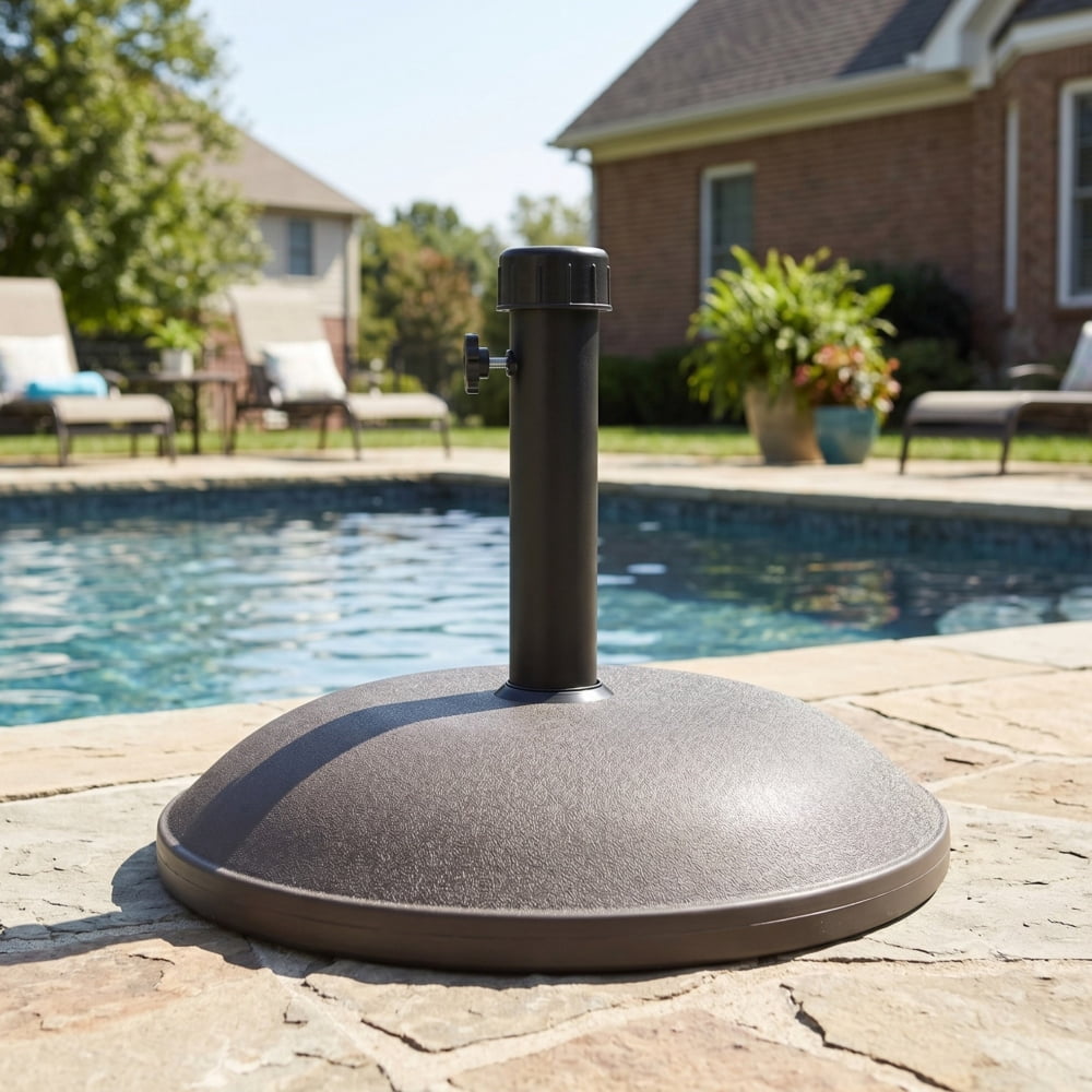 68 lbs Round Concrete Resin Umbrella Base Heavy Duty Patio Umbrella Stand Brown