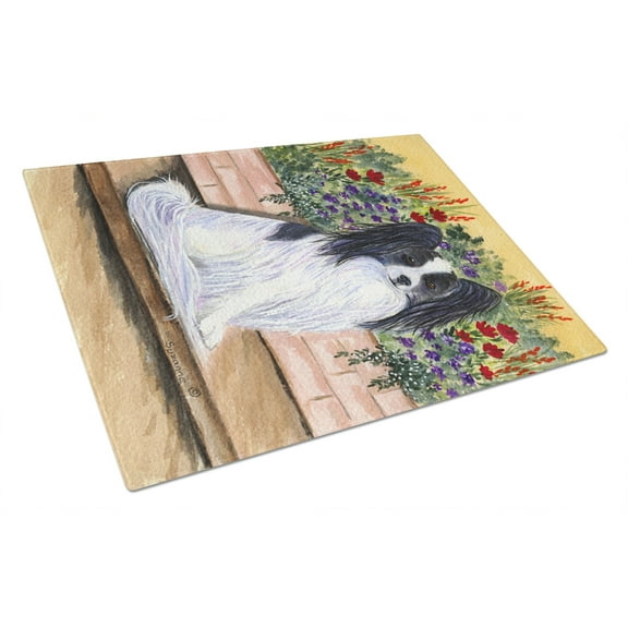 Caroline's Treasures SS8210LCB Papillon Glass Cutting Board Large, 12H x 16W, multicolor
