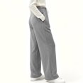 thumbnail image 6 of Sunnin Womens Waffle Knit Lounge Pants Drawstring Elastic Waist Slant Pockets Relaxed Straight Leg Trousers, 6 of 9