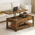 thumbnail image 2 of Farmhouse Lift Top Coffee Table, 3 in 1 Multi-Function Center Table with Storage for Living Room, Brown, 2 of 7