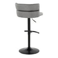 thumbnail image 4 of Cinch Contemporary Adjustable Barstool with Swivel in Black Metal and Light Grey Fabric with Rounded T Footrest by LumiSource - Set of 2, 4 of 4