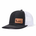 thumbnail image 3 of Vergiac Antler Letter Leather Patch Color Block Trucker Hat, Men Adjustable Breathable Mesh Baseball Cap for Outdoor Travel Daily Outfits, 3 of 6