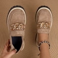 thumbnail image 6 of Women's Chunky Platform Loafers, Trendy Suede Slip On Shoes with Gold Chain Detail, Comfortable Lug Sole Block Heel Pumps, Plus Size Available for Wide Feet, Fashionable Casual Dress Shoes, 6 of 10