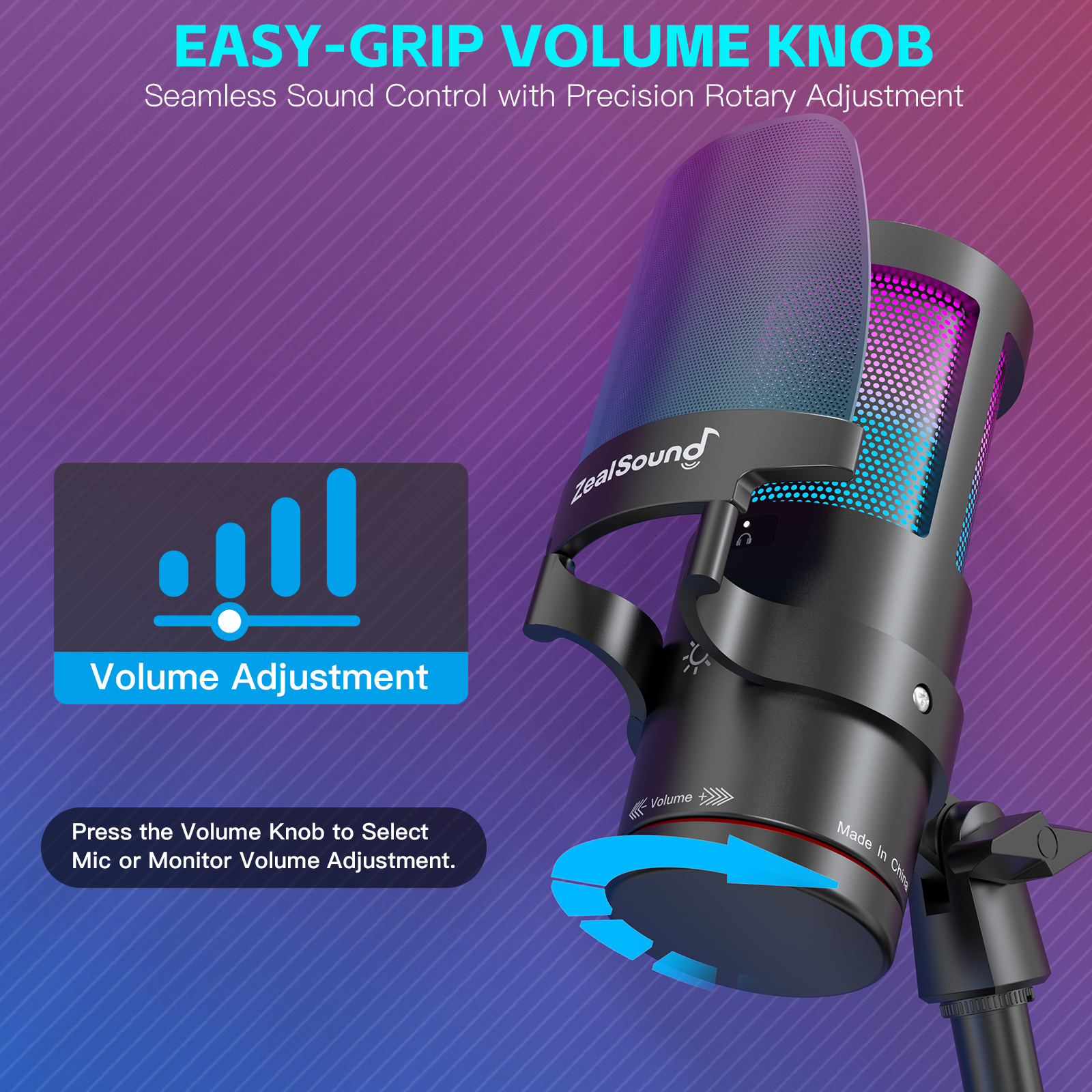 ZealSound Gaming USB Microphone with RGB Light and Noise Cancel photo 6