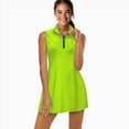 thumbnail image 2 of Bitter Lime Neon Green Yellow Solid Color Sports Dresses Women Tennis Dress with Separate Shorts One-Piece Slim Fit Golf Dress, 2 of 4