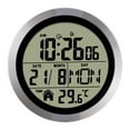 thumbnail image 2 of CoudarTitie Digital Alarm Clock Bedside Table Timepiece Temperature Display Round Wall Clock Aluminum frame, 2 of 9