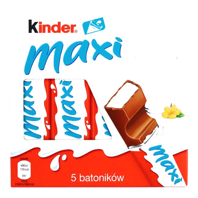 Kinder Maxi Milk Chocolate Bars 5 Pack .25 oz each (3 Items Per Order
