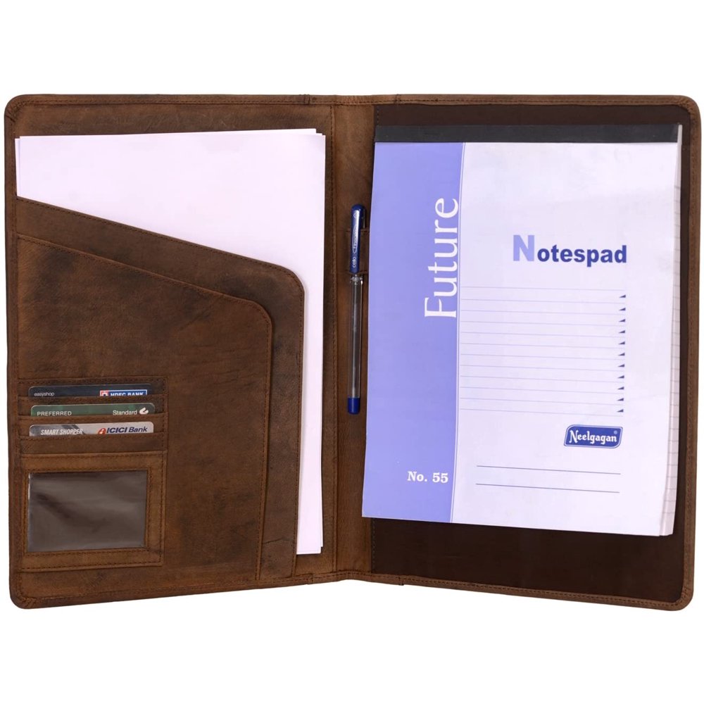 Leather Portfolio Folder Personal Organizer Full Grain Luxury Leather