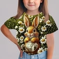 thumbnail image 2 of SERTG Girls Easter Bunny Print Short Sleeve T Shirt Soft Crew Neck Tee Casual Regular Fit Lightweight Breathable Stylish Spring Casual T Shirt(Army Green,12 Years), 2 of 5