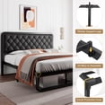 thumbnail image 7 of iPormis Full Size Metal Bed Frame with Black Faux Leather Upholstered Headboard, 12'' Underbed Space, Thickened Metal Steel Slat Support, Black, 7 of 7