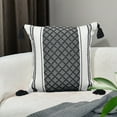 thumbnail image 1 of Granjero Gordo Almohada decorativa para el hogar, almohada con borlas de jacquard, almohada decorativa para sofá simple y gruesa (negra), 1 of 5
