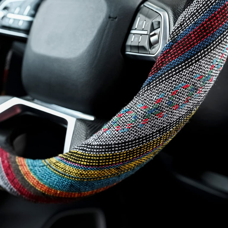 Cloth Steering Wheel Covers for Women Bohemian Universal 15 inch Baja  Blanket Enthic Maya,ClothB 