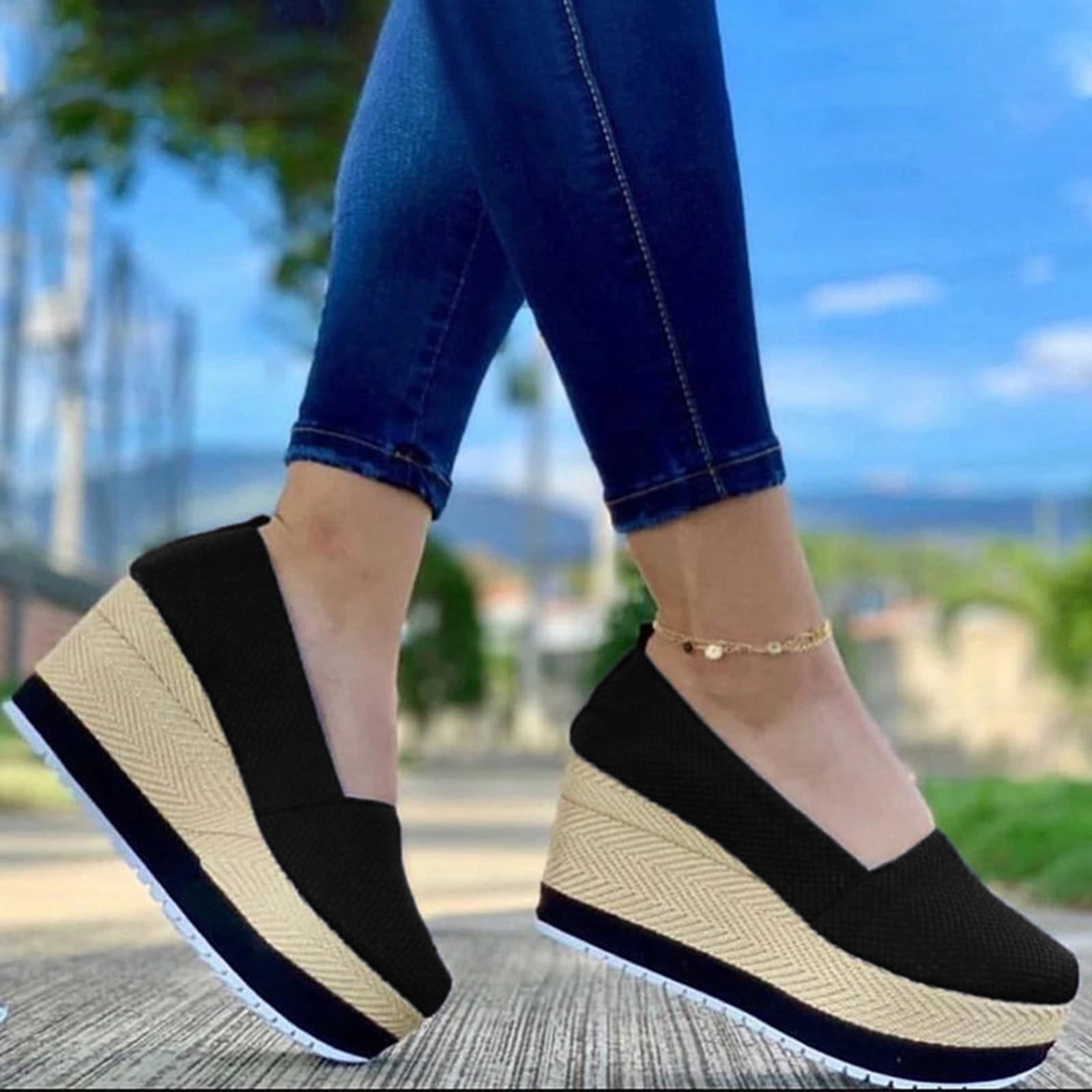 Women's Office Causal Cute Round Toe Wedge Platform  Heel Shoes Size 5-10 NEW 