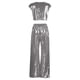 thumbnail image 5 of Conjunto de dos piezas para mujer con chaleco brillante y pantalones anchos: conjunto de top corto sin mangas y cuello redondo, tallas S-XXXXXL, 5 of 8