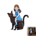 thumbnail image 1 of Girl Riding Statue - Resin Figurine Of Girl In Blue Dress On For Garden Patio Yard Flower Pot Decor, 1 of 9