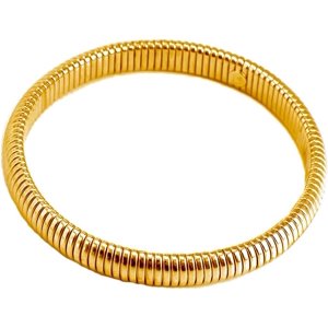 Gold Bangle Bracelets Set 3Pcs Stackable Flexible Wide Wristband Bangle Layered for Women Gold Chunky Stretch Snake Chain Bangle Bracelets-gold