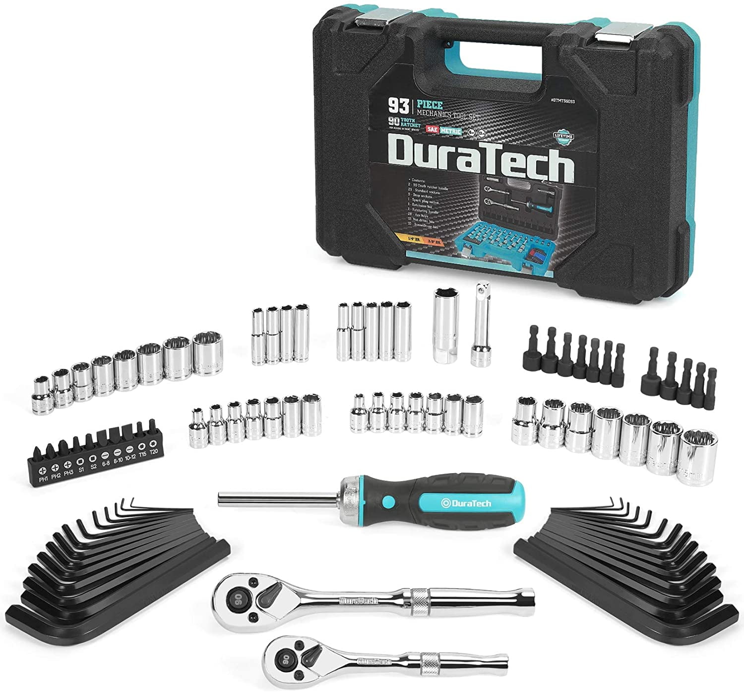DURATECH 149-Piece Mechanics Tool Set, Include SAE/Metric Sockets 