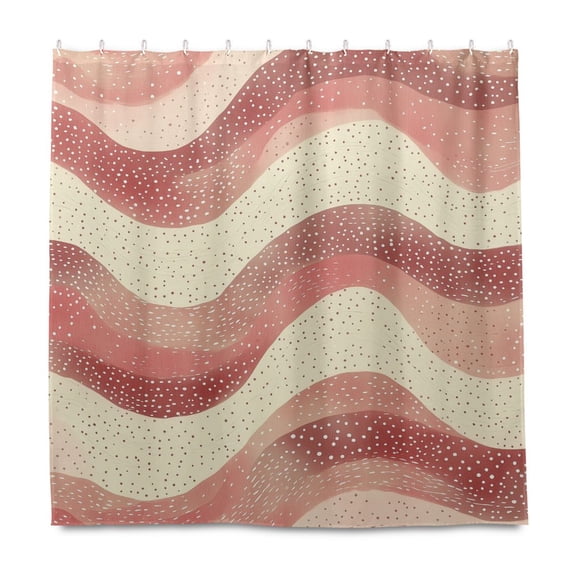 Yayeee Shower Curtain with Hooks 72"x72" Waterproof Fabric Bathroom Hanging Decor, Soft Pink Pattern