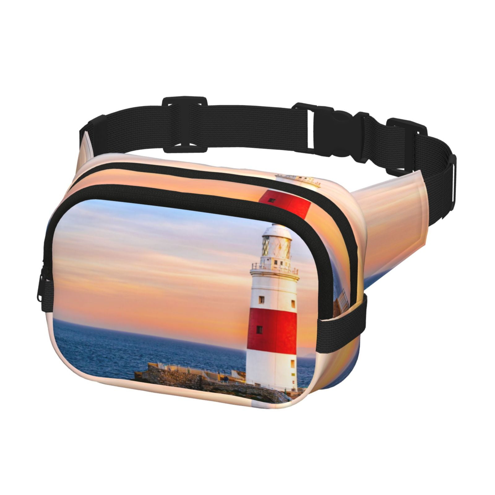 Picia Lighthous1 Print Square Double-Layer Waist Bag Mini Adjustable Waist Belt Bag Exercise Running Travel Hiking