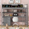 thumbnail image 2 of Euroco Modern Wood Twin Size Loft Bed with Desk and Drawers, Blackboard and Shelves for Kids Teens, Gray, 2 of 11