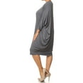 thumbnail image 3 of Women's Plus Size Solid Loose Fit 3/4 Dolman Sleeve Casual Midi Dress, 3 of 5