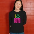 thumbnail image 4 of I Recycle Boys Puff Print Women's Long Sleeve T-shirt Funny Dating App Humor Single Independent Heart Breaker Relationship, 4 of 7