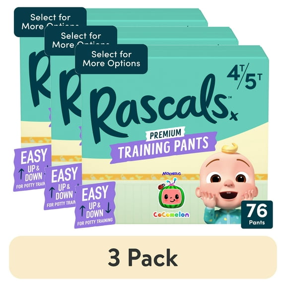 (3 pack) Rascals Premium CoComelon Absorbent Potty Training Pants 4T-5T, 76 Count