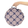 thumbnail image 2 of Damask Round Floor Cushion with Handle, Pastel Blossoming Victorian Bouquets Floral Vintage Feminine Classic, Pillow for Living Room & Dorms, 18" Round, Dark Indigo and Pale Rose, by Ambesonne, 2 of 4