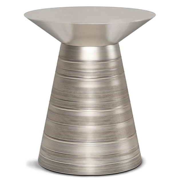 Allora 18" Contemporary Iron Metal End Table in Antique Silver