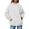 thumbnail image 6 of Womens Sweaters For Women Oversized Turtleneck Pullover Long Sleeve Top Drop Shoulder Solid Color Fleece Lined Relaxed Fit Cotton And Polyester 1Pc Xl Fall Sweaters For Women, 6 of 7