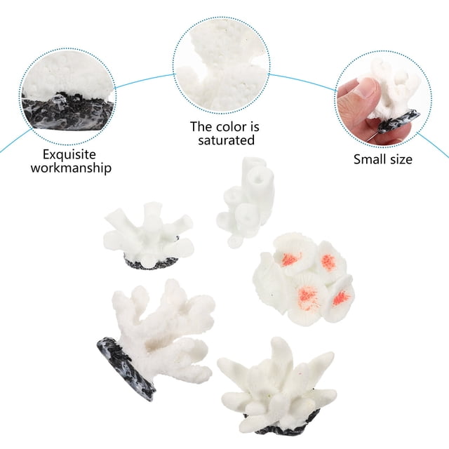 OULII 5Pcs Simulation Plant Coral Branches White Aquarium Landscaping Random Style