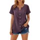 thumbnail image 5 of Craaazy Women's Relaxed Fit V Neck Blouse, Solid Color Short Sleeve Lace Trim Top, Loose Comfy Summer Tee for Work & Weekend Gifts, 5 of 9