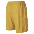 thumbnail image 5 of HCNTES Men's Cotton Loose Fit Elastic Waist Wide Leg Short with Pockets(Yellow,M), 5 of 6